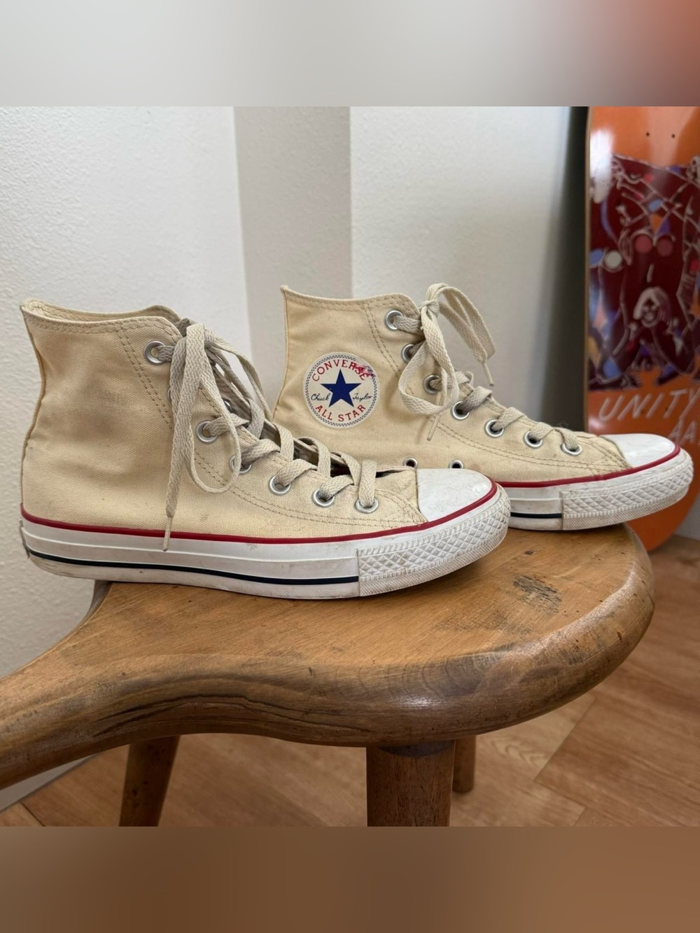 Converse Natural Ivory Chuck Taylor All-Stars Hi Top Sneakers Chucks ~ 7 W / 5 M - Picture 3 of 8
